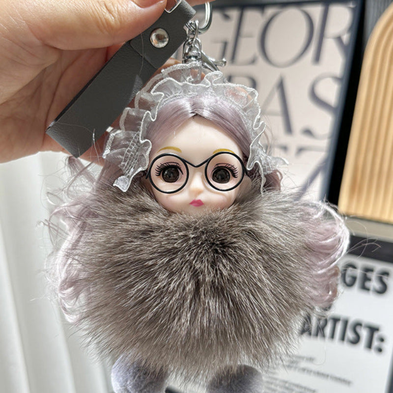 Real Fox Fur Doll Keychain