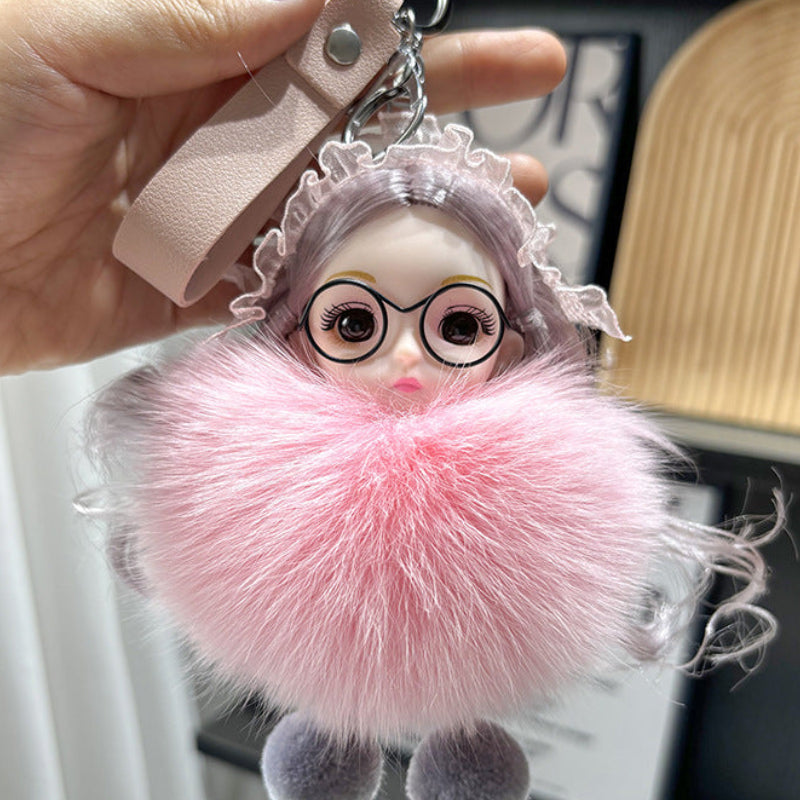 Real Fox Fur Doll Keychain