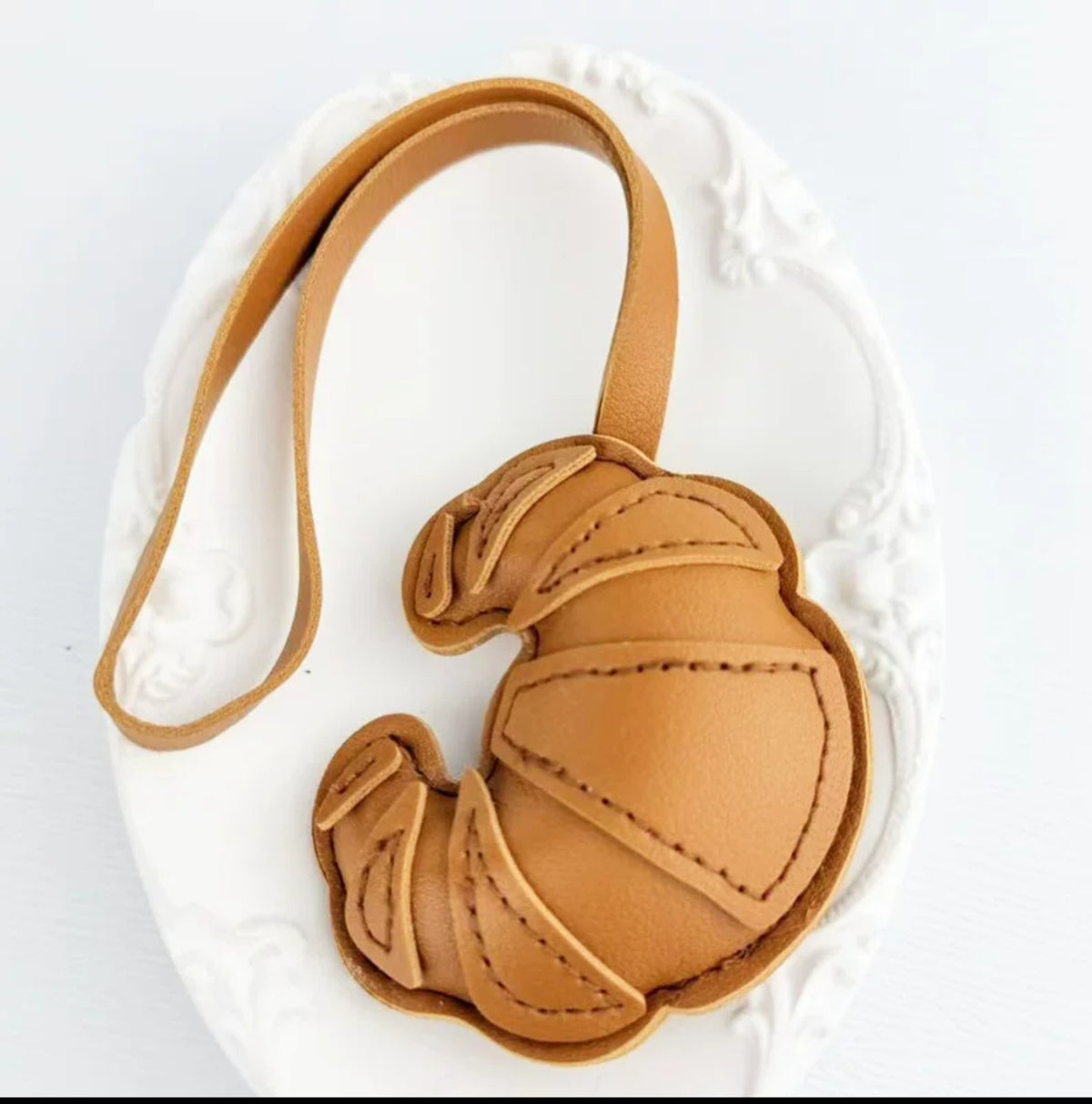 Leather Croissant Keychain 🥐