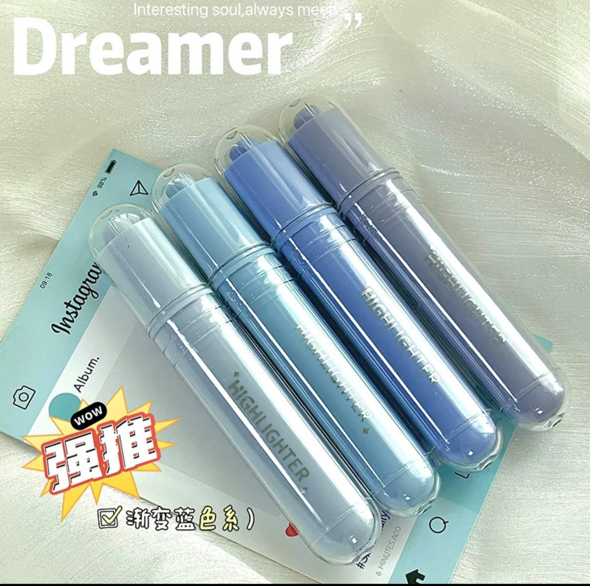 Soft pastel highlighters