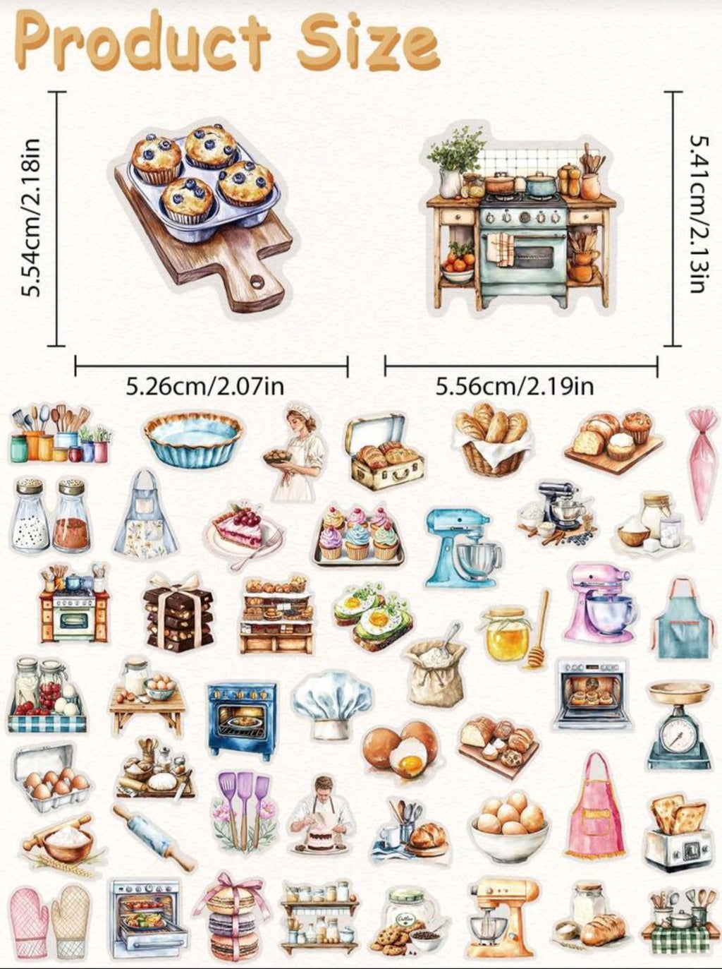 50pcs Vintage Baking Stickers