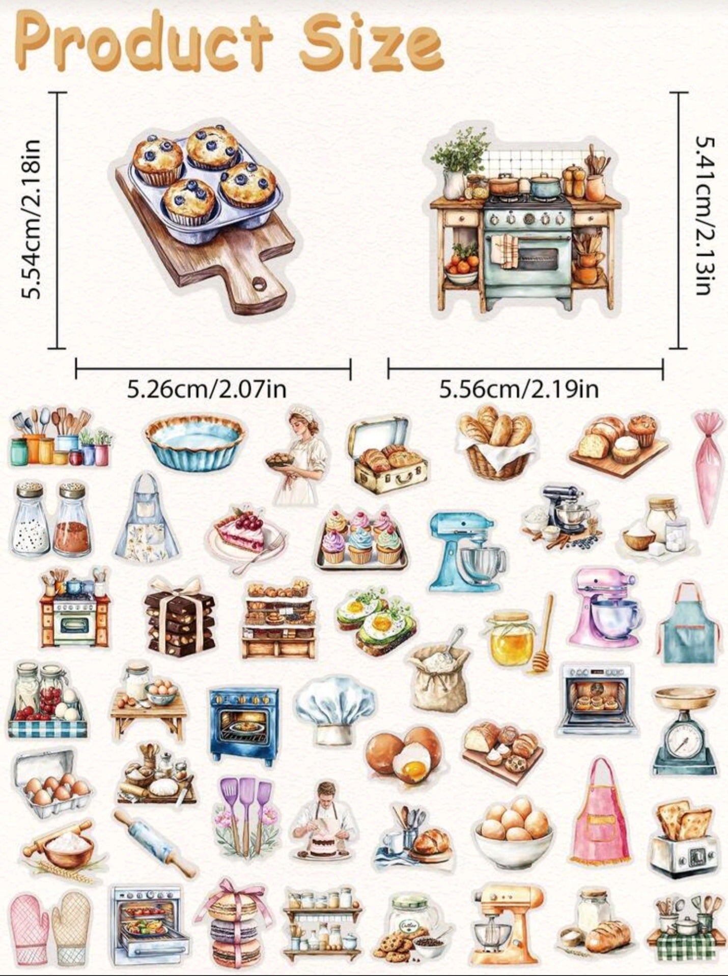 50pcs Vintage Baking Stickers